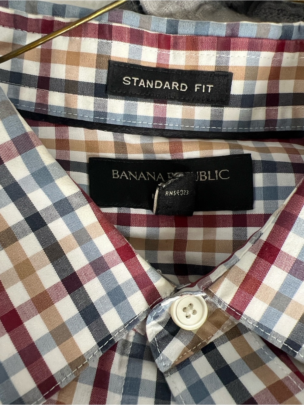 Banana Republic Men’s Plaid Button-Down Shirt in Blue, Burgundy, Tan